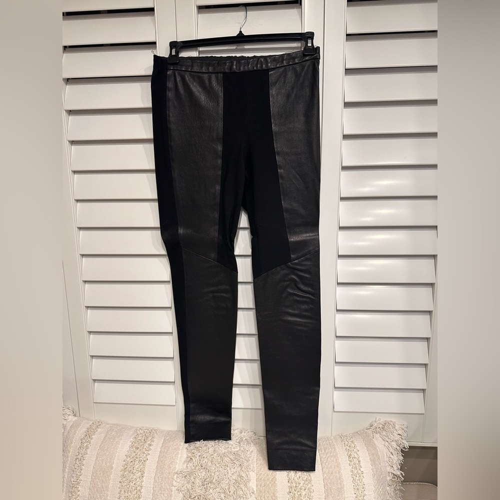 leather knit combo leggings
